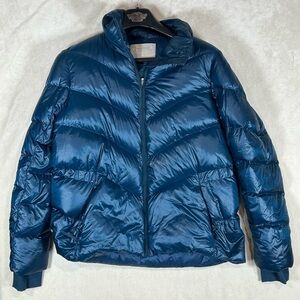 Athleta Goose Down Insulated Puff Lofty Quilted Blue Warm Jacket Coat R5